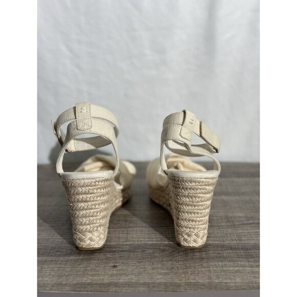 Toms Marisela Wedge Sandals Natural Slubby Woven Size 11 - Picture 4 of 16